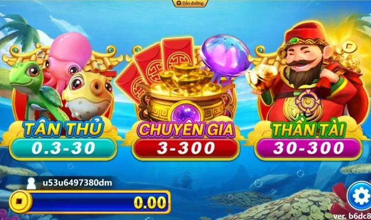 Các phòng chơi trong game Bắn Cá Thần Tài Tại Vui123