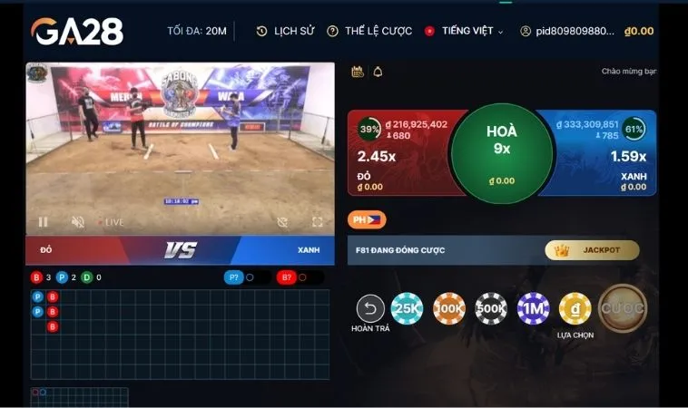 Các cửa cược tại Đá Gà GA28 Tại Vui123