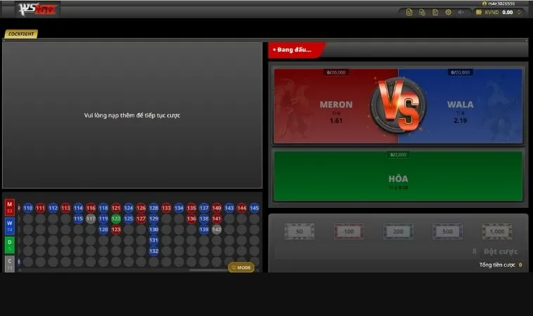 Hướng Dẫn Cách Chơi Đá Gà Ws168 Tại Vui123 Siêu Đỉnh Thắng Lớn Mỗi Ngày 2 Giao diện cá cược tại sảnh Đá Gà Ws168 Tại Vui123