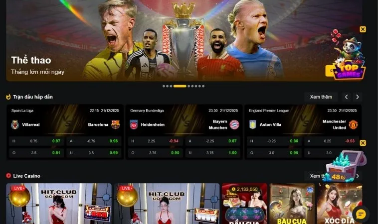 Giao diện trang chủ nhà cái Vui123